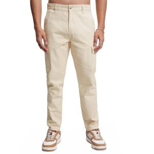 Men Beige Tapered Fit Cargo Trousers